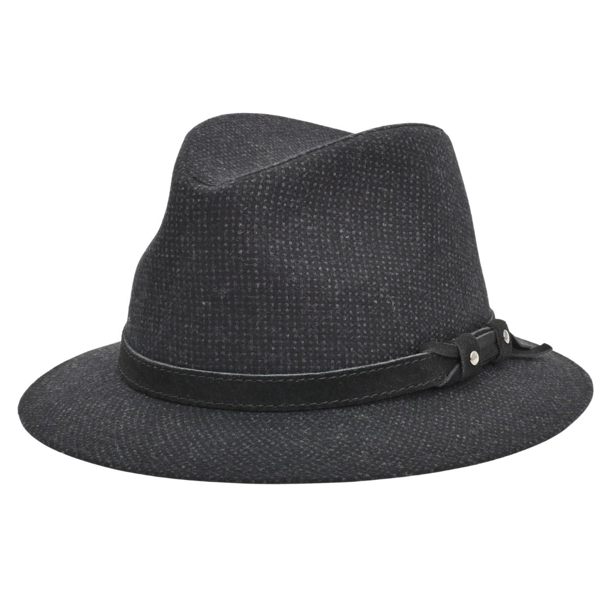 Black Patterned Indiana Jones Hat front view