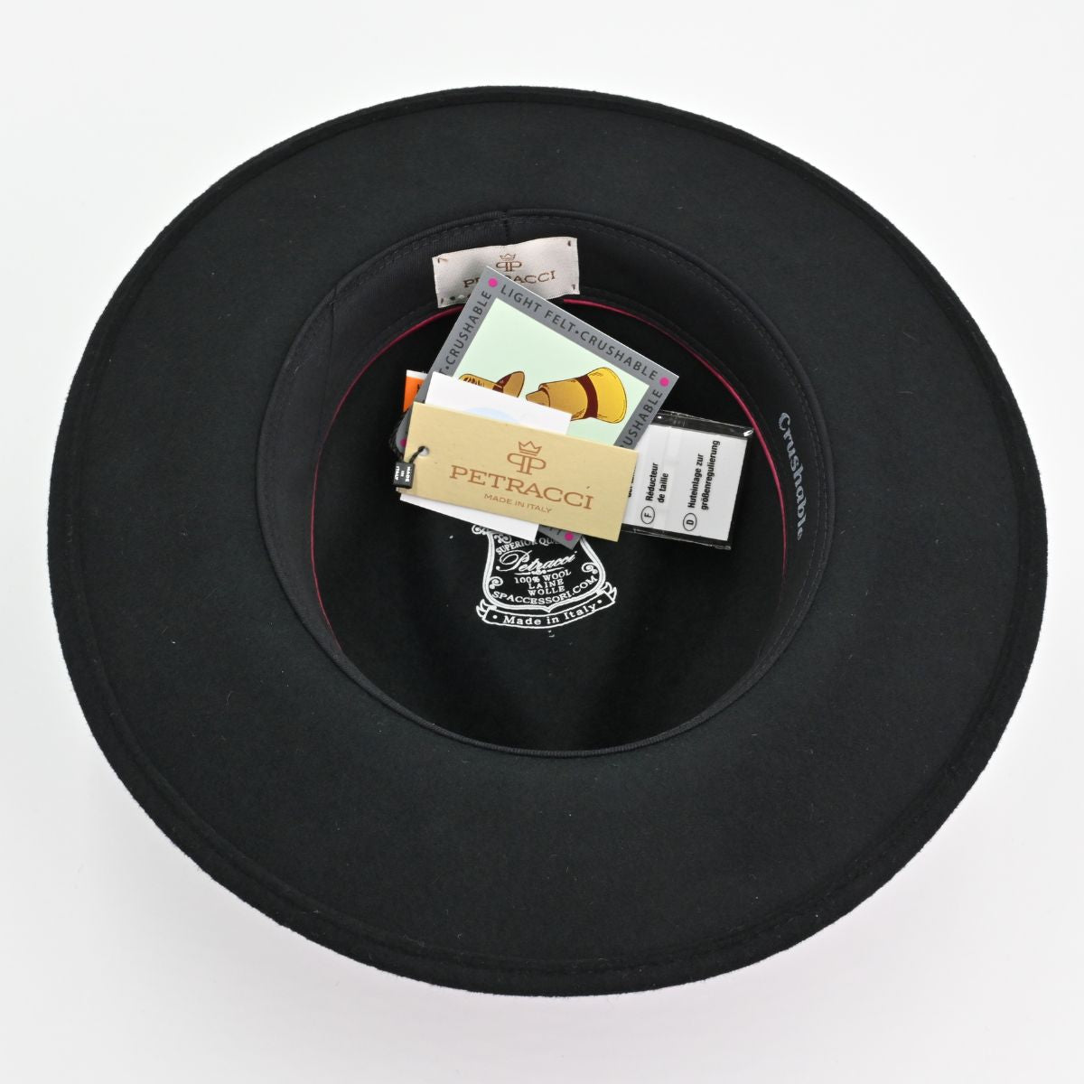 Black Indiana Jones Fedora Crushable inside view