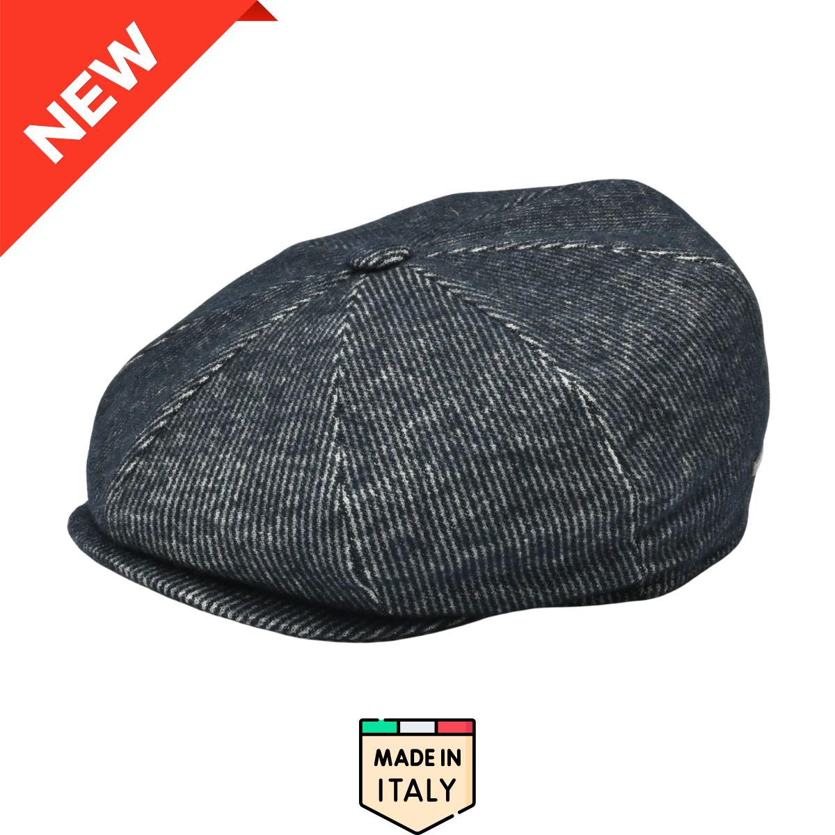 Blue Como Peaky Hat front view