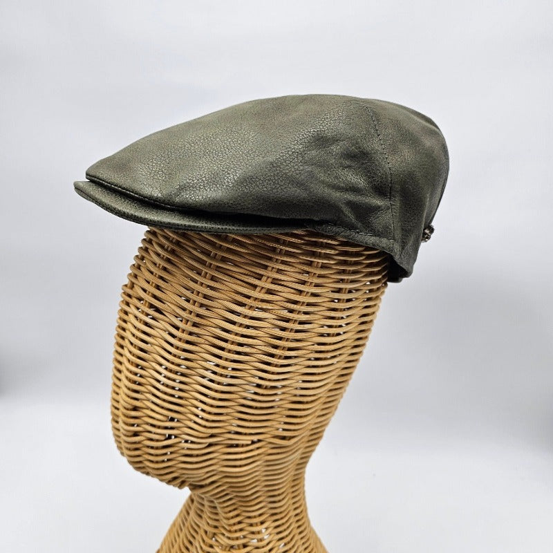 Green Hammered Nappa Leather Driver Cap