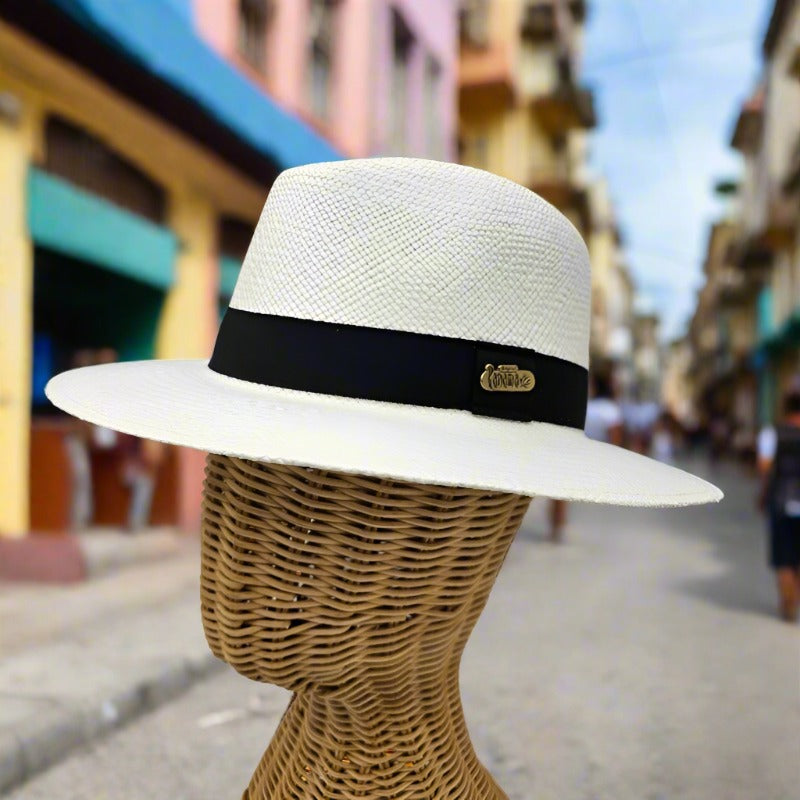 Panama Hat Indiana Style With Grosgrain Ribbon-Hat-Petracci-Cappello Fashion Company | Ivory/White