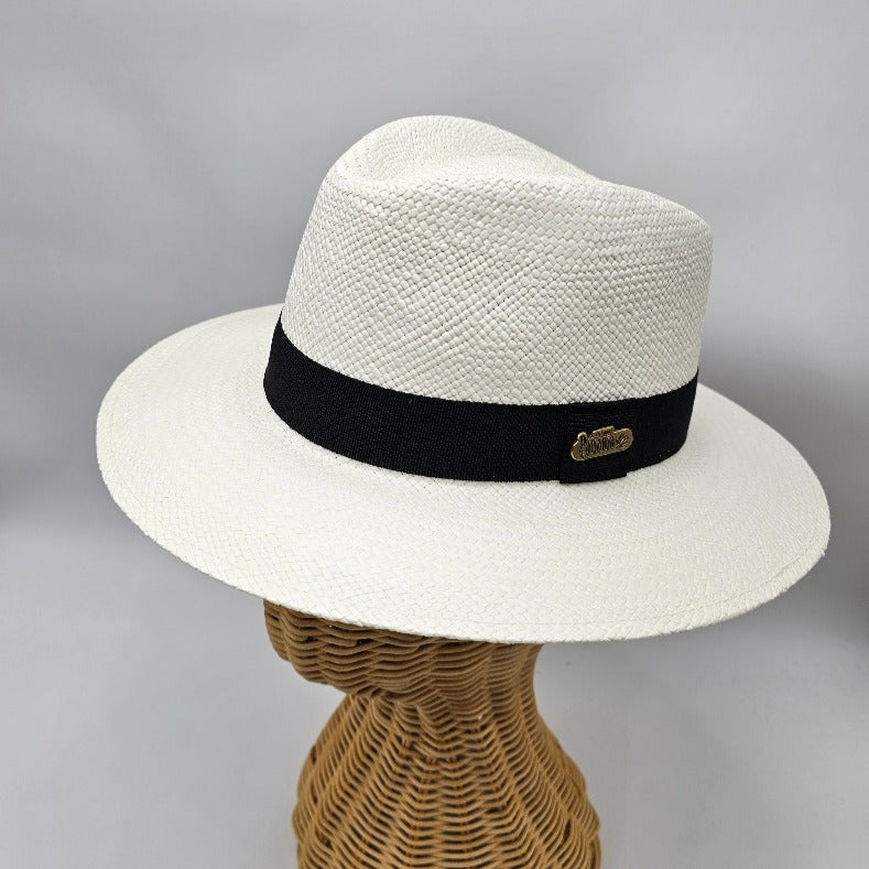 Panama Hat Indiana Style With Grosgrain Ribbon-Hat-Petracci-Cappello Fashion Company | Ivory/White