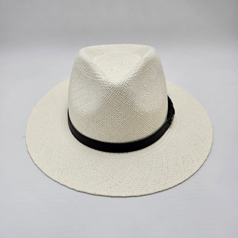 Panama Hat Indiana Style With Leather Strap-Hat-Petracci-Cappello Fashion Company | Ivory/White