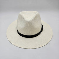 Panama Hat Indiana Style With Leather Strap-Hat-Petracci-Cappello Fashion Company | Ivory/White