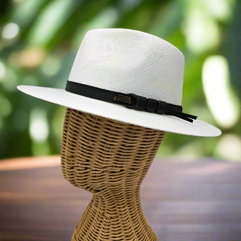 Panama Hat Indiana Style With Leather Strap-Hat-Petracci-Cappello Fashion Company | Ivory/White