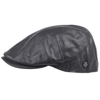 Black Hammered Nappa Leather Driver Cap side view