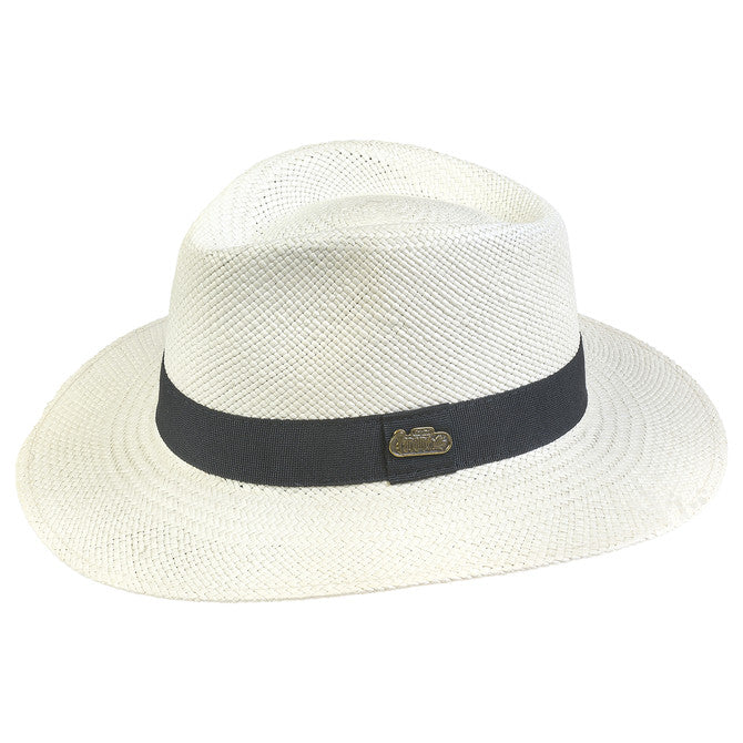 Panama Hat Indiana Style With Grosgrain Ribbon-Hat-Petracci-Medium (57)-Ivory/White-Cappello Fashion Company