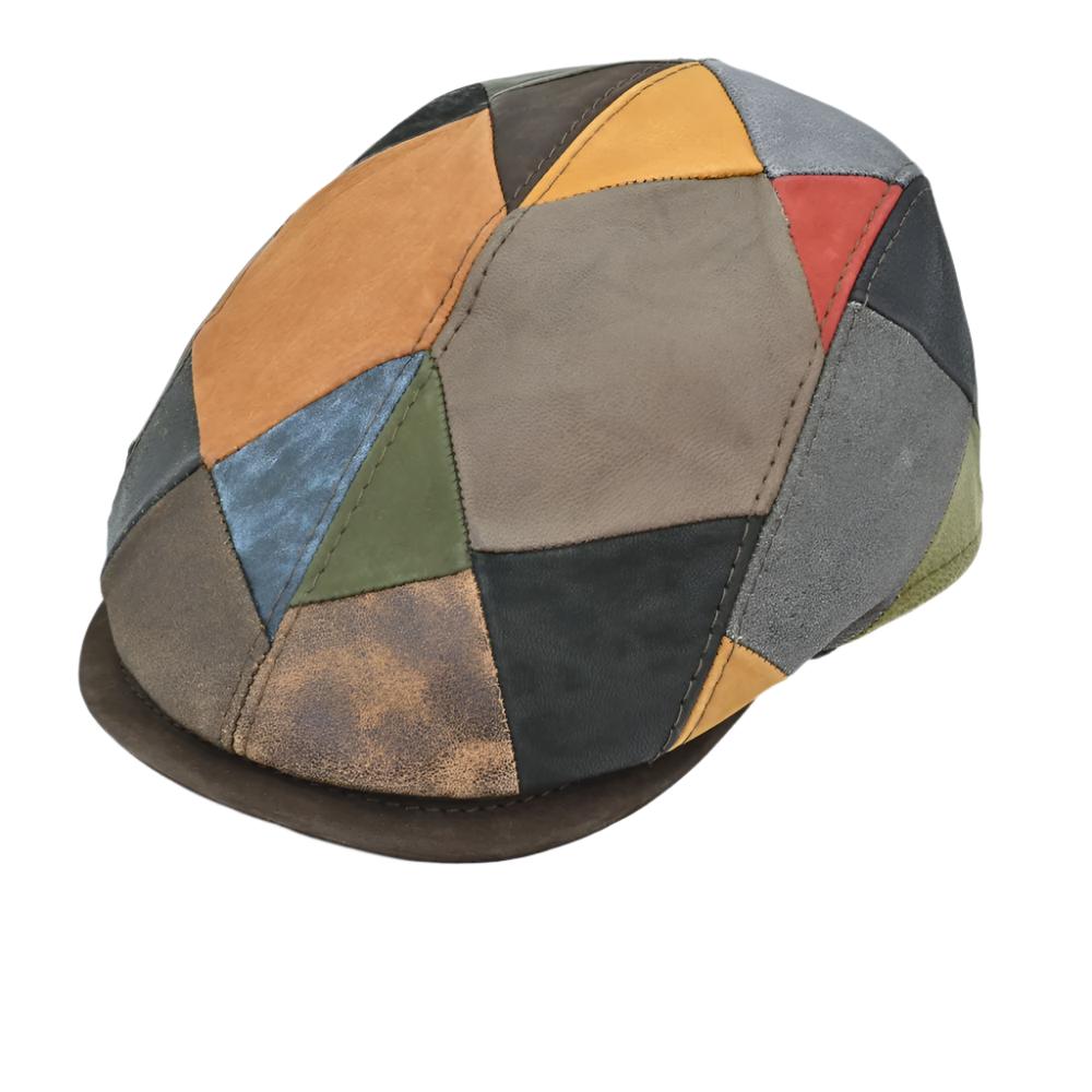 Multicolor leather patchwork cap top