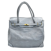 Grey Firenze Soft Leather Handbag front view