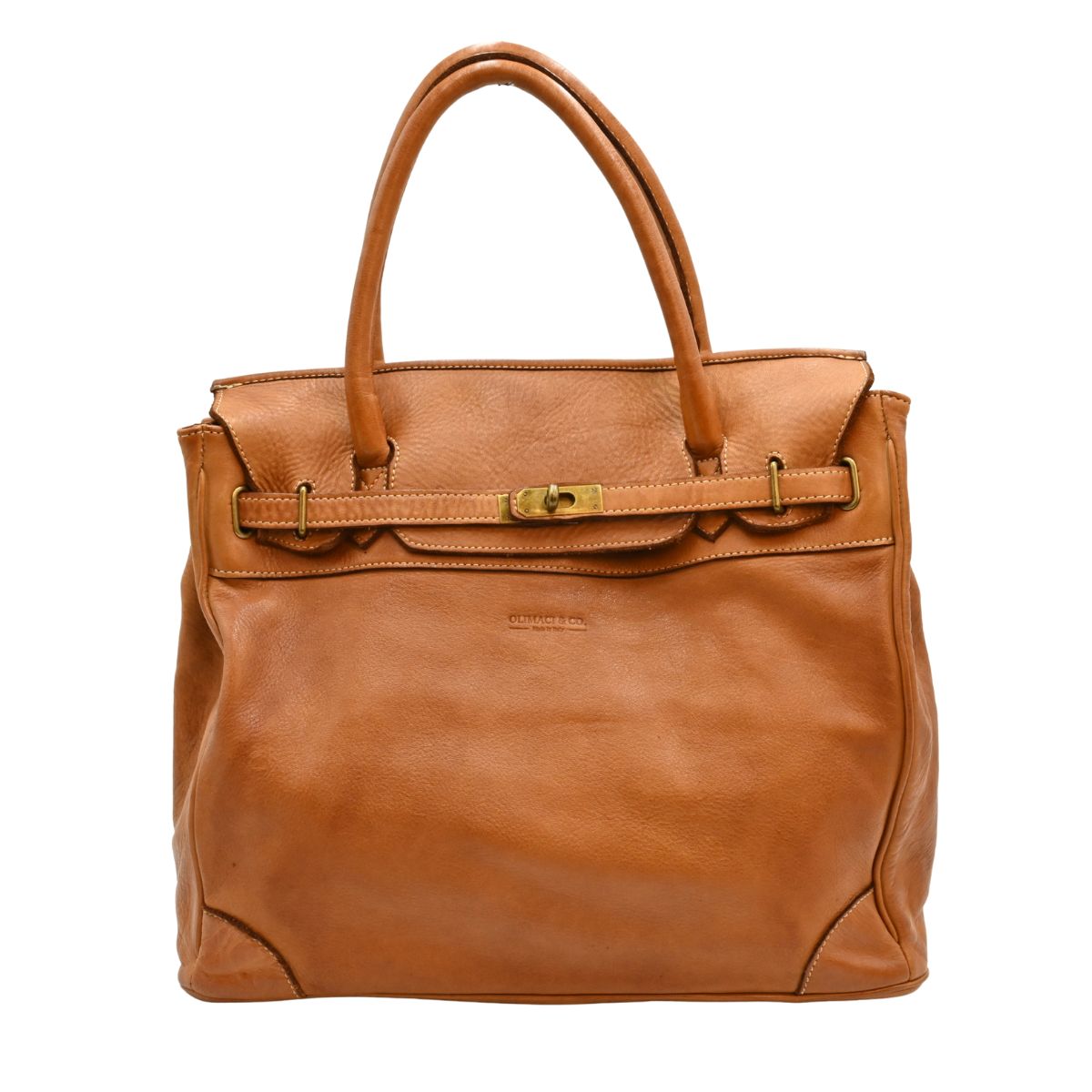 Cognac Firenze Soft Leather Handbag front view