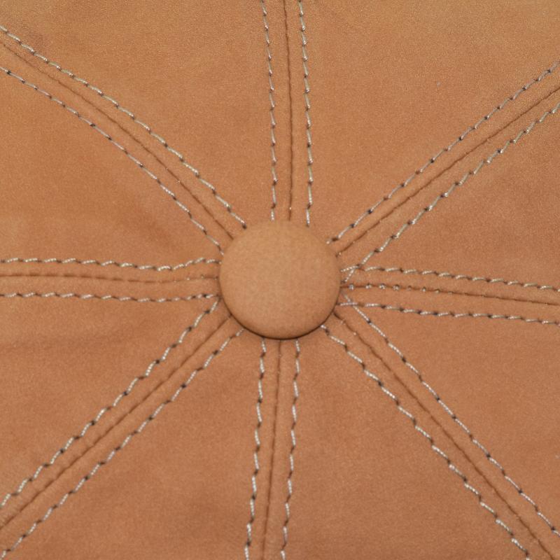 Top view of Cognac leather newsboy hat