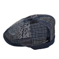 Blue newsboy hat side view