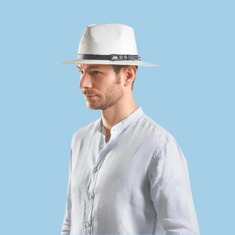 Panama Hat Indiana Style With Leather Strap-Hat-Petracci-Cappello Fashion Company | Ivory/White
