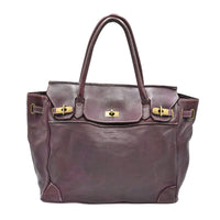 Burgundy Firenze Soft Leather Handbag front view