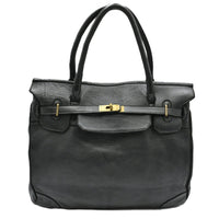 Black Firenze Soft Leather Handbag front view