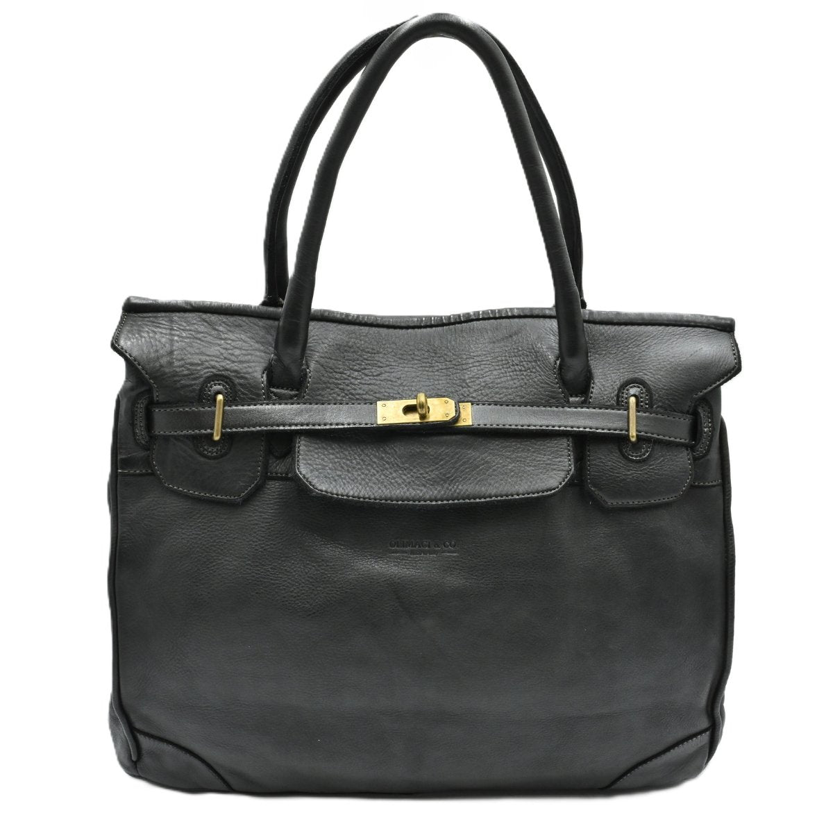 Black Firenze Soft Leather Handbag front view