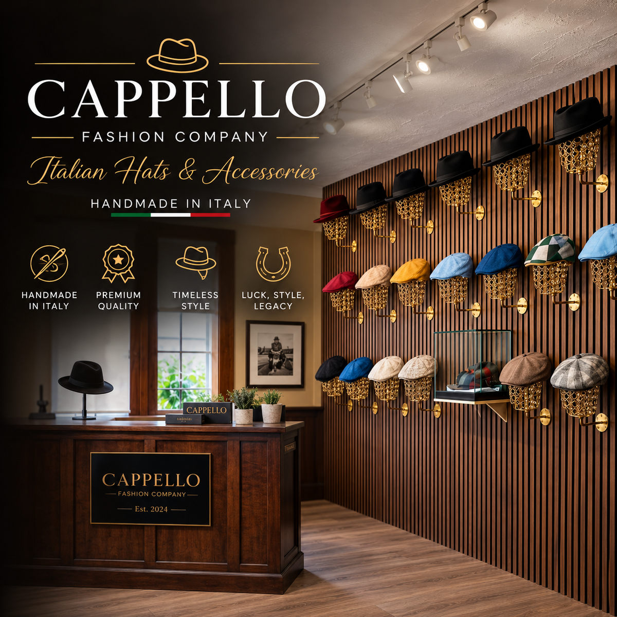man in cappello fashion Italian hat in urban setting