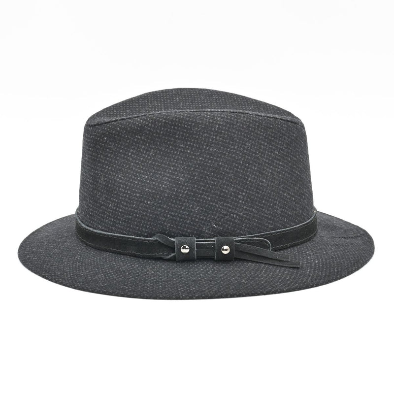 Black Patterned Indiana Jones Hat side view