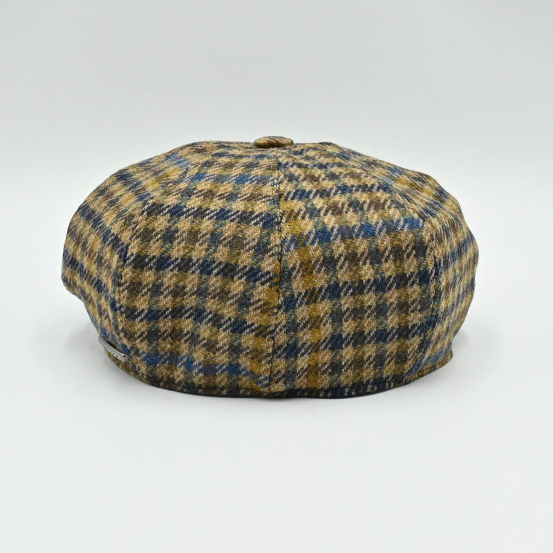 Back view of Fantasia multicolor wool Peaky Hat with eight-panel newsboy design