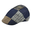 Front view of multicolor Jeans Patchwork Cap made of wool, cotton, denim, and woven fabrics with cotton lining