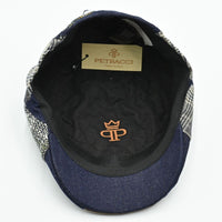 Inside view of Jeans Patchwork Cap showing soft cotton liner and stitching details