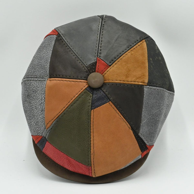 Multicolor Napoli Leather Newsboy Hat top view