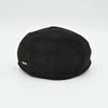 Black Italian leather flat cap – back view, premium nubuck driver cap