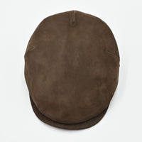 Brown nubuck driver cap – top view, Italian-made men’s leather cap