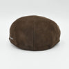 Brown Italian leather flat cap – back view, premium nubuck driver hat