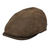 Brown Italian nubuck leather driver cap – front view, men’s luxury flat cap