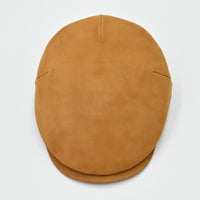 Cognac nubuck driver cap – top view, Italian-made men’s leather cap