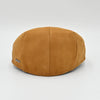 Cognac Italian leather flat cap – back view, premium nubuck driver hat