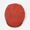 Red nubuck driver cap – top view, Italian-made men’s leather cap