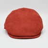 Red nubuck driver cap – front view, Italian-made men’s leather cap