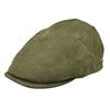Green Italian nubuck leather driver cap – front view, men’s luxury flat cap