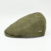 Green nubuck leather driver cap – side angle, handcrafted Italian men’s hat