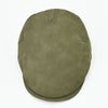 Green nubuck driver cap – top view, Italian-made men’s leather cap