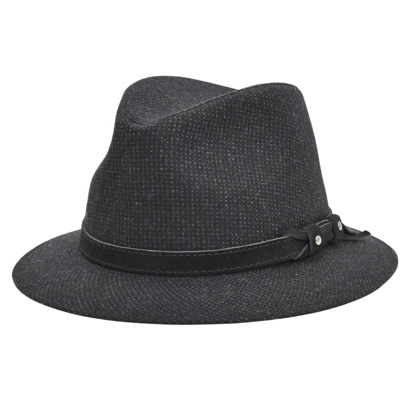 Black Patterned Indiana Jones Hat front view