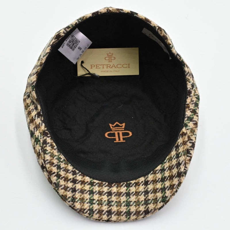 Men’s beige Italian wool driving cap with cotton interior lining