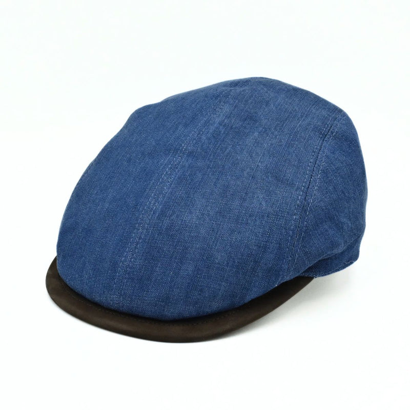 blue Genova Linen Italian Cap on white background