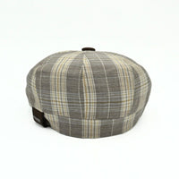 Beige Trieste Plaid Linen Newsboy Hat on white background
