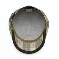Beige Trieste Plaid Linen Newsboy Hat on white background