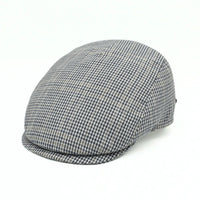 Navy Paulo Linen Cap on white background. Italian handmade Summer cap