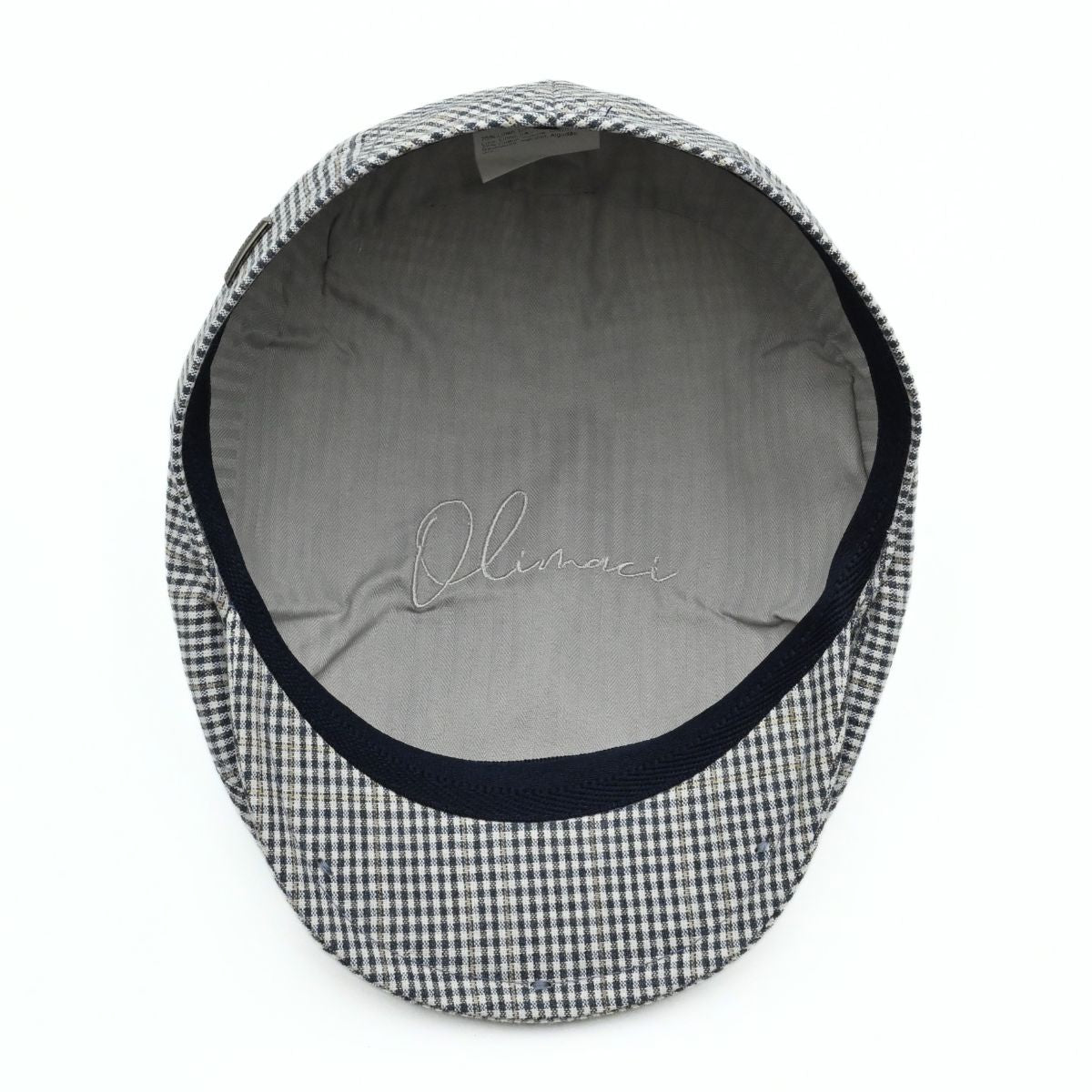 Navy Paulo Linen Cap on white background. Italian handmade Summer cap