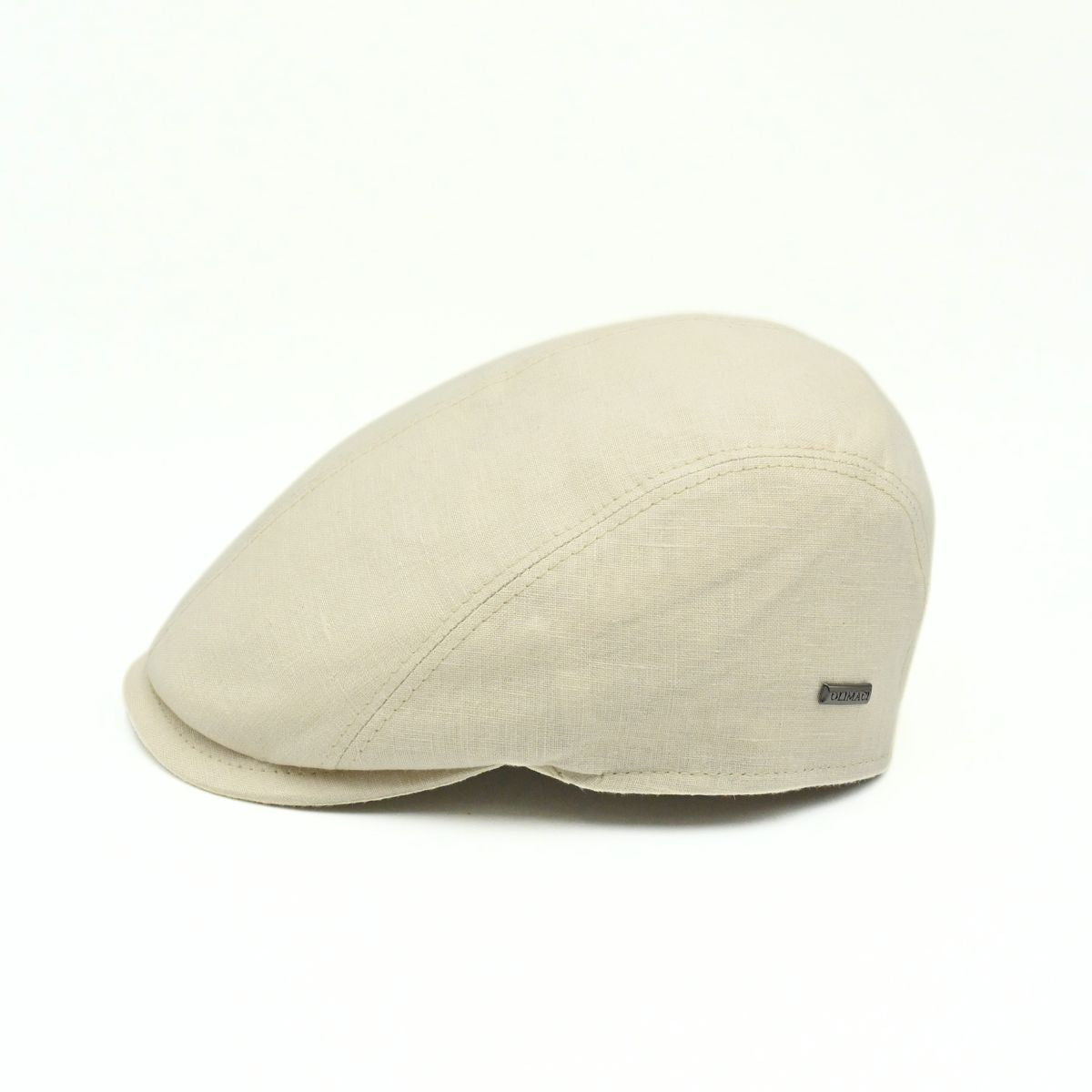 ecru Rapallo Linen Flat Cap on white background
