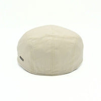 ecru Rapallo Linen Flat Cap on white background