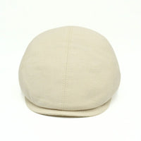 ecru Rapallo Linen Flat Cap on white background