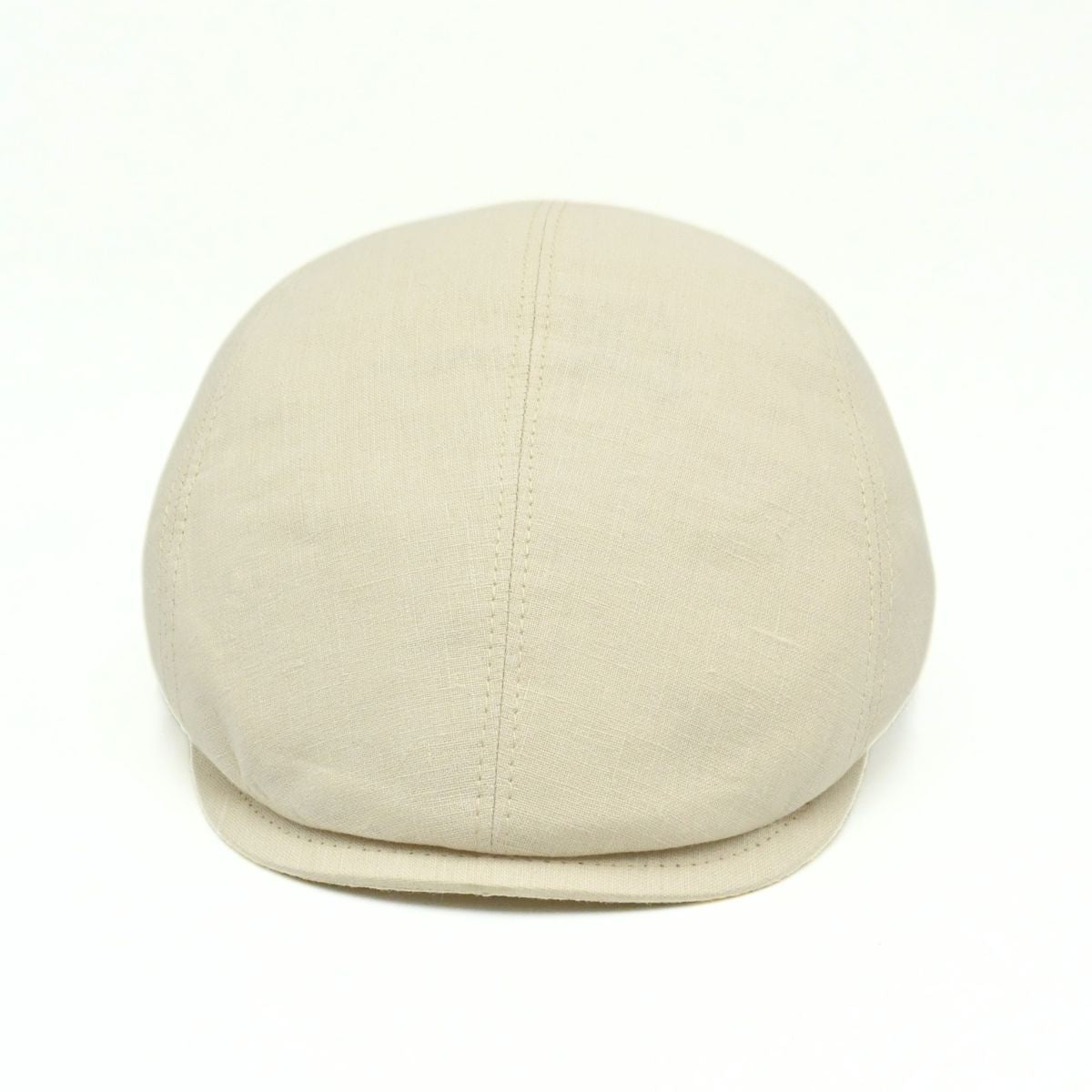 ecru Rapallo Linen Flat Cap on white background