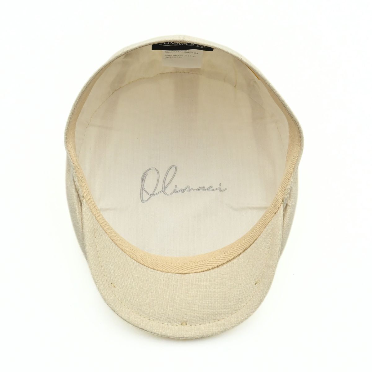 ecru Rapallo Linen Flat Cap on white background