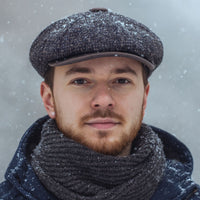 Man in Multicolor Torino Peaky Hat in the winter